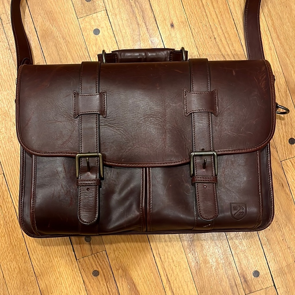 Allen Edmonds Double Flap Briefcase Saddle Leather Collection